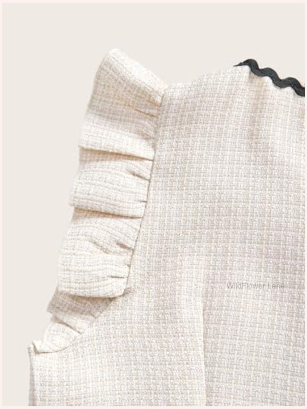 Vintage Tweed Button Down Blouse Ruffle Sleeve Tie Back - Picture 4 of 5